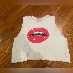 Wildfox White and Pink Tank Top Size XS